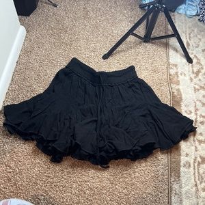 Black Flowy Layered Mini Skirt